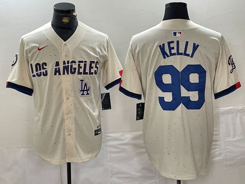 Men Los Angeles Dodgers #99 Kelly Cream Fashion Nike Game MLB Jersey style 5